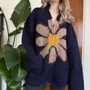 Vintage 90s Handknit Flower Sweater ❀
